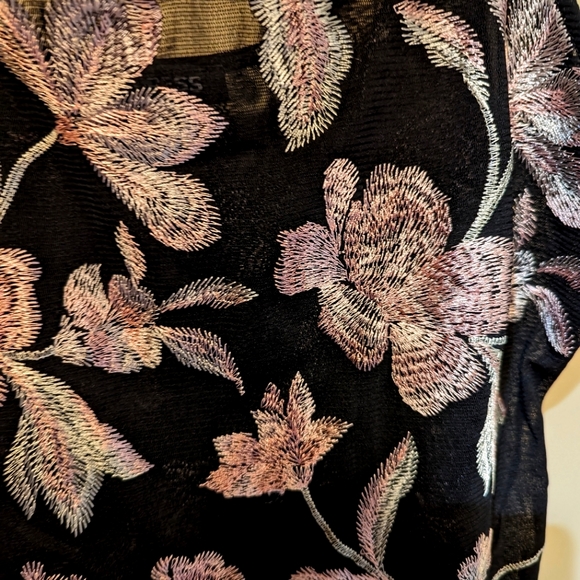 Express Black/Pink Floral Embroidered Bodysuit Size M - Picture 3 of 8